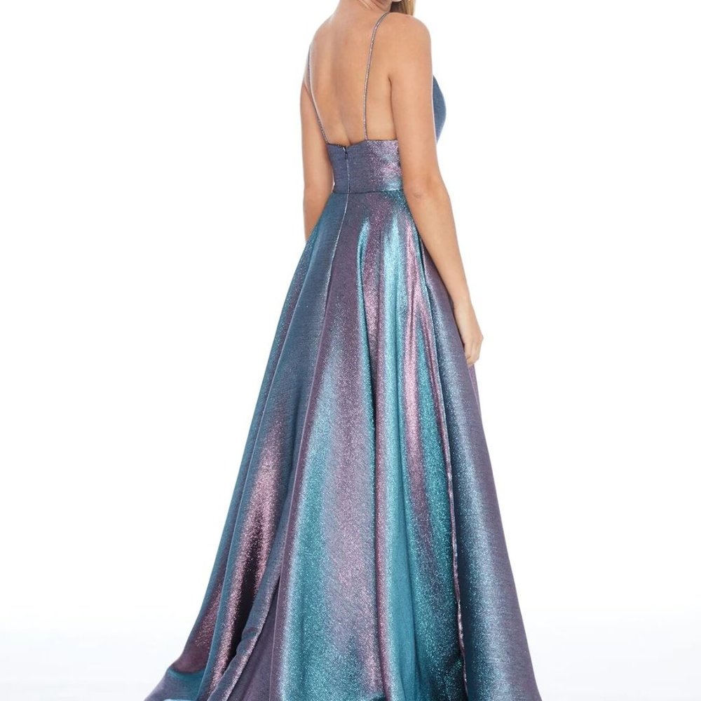 Ashley Lauren Metallic Shimmery A-Line Dress - Picture 5 of 8